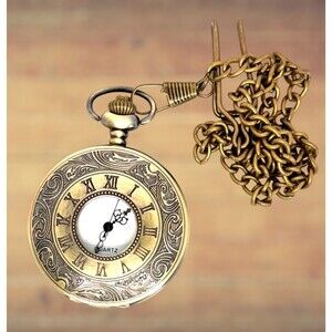 Antique-Style Gold Pocket Watch Necklace - Women Accessories Watch